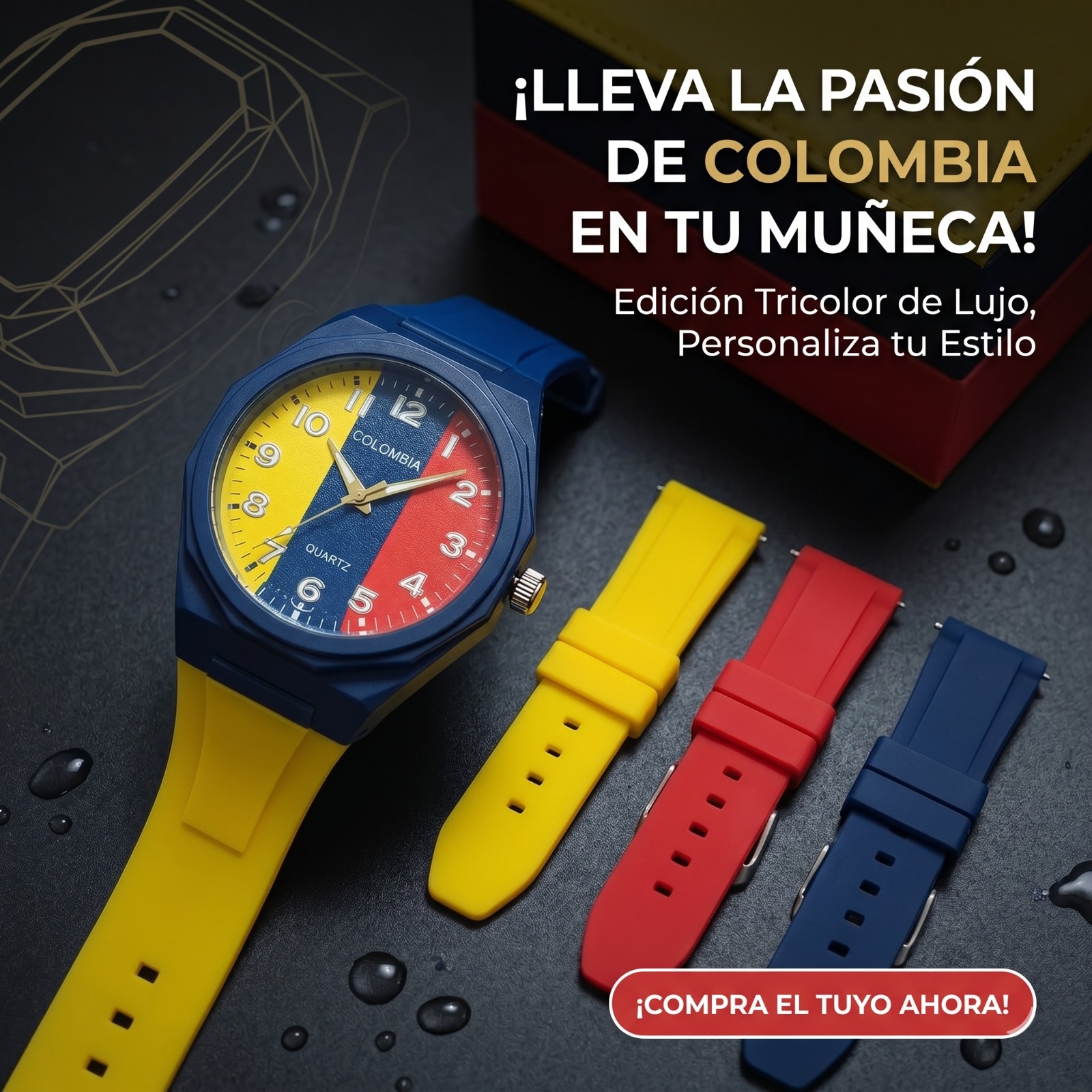 RELOJ TRICOLOR CON PULSOS INTERCAMBIABLE